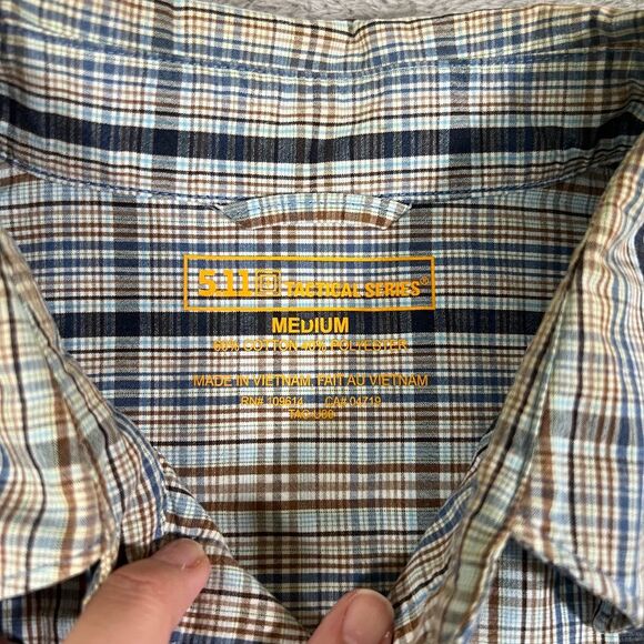 5.11 Tactical Covert Conceal Shirt Men Medium Casual Short Sleeve Blue Plaid - Picture 3 of 7